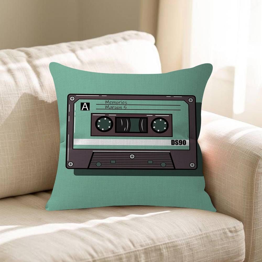 Magnetic Radio Tape Cassette Maple Design Cushion Cover Happy Autumn Harvest Decor Holiday Decorati Pillow Cover