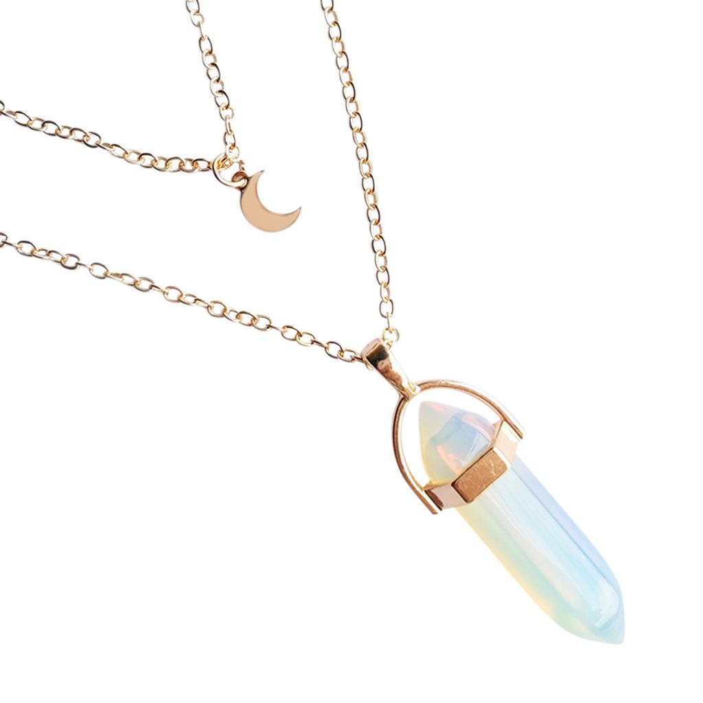 Multi Layered Necklace Hexagonal Bullet Gothic Natural Stone Moon Supernatural Pentagram Choker Pendant Women Gifts