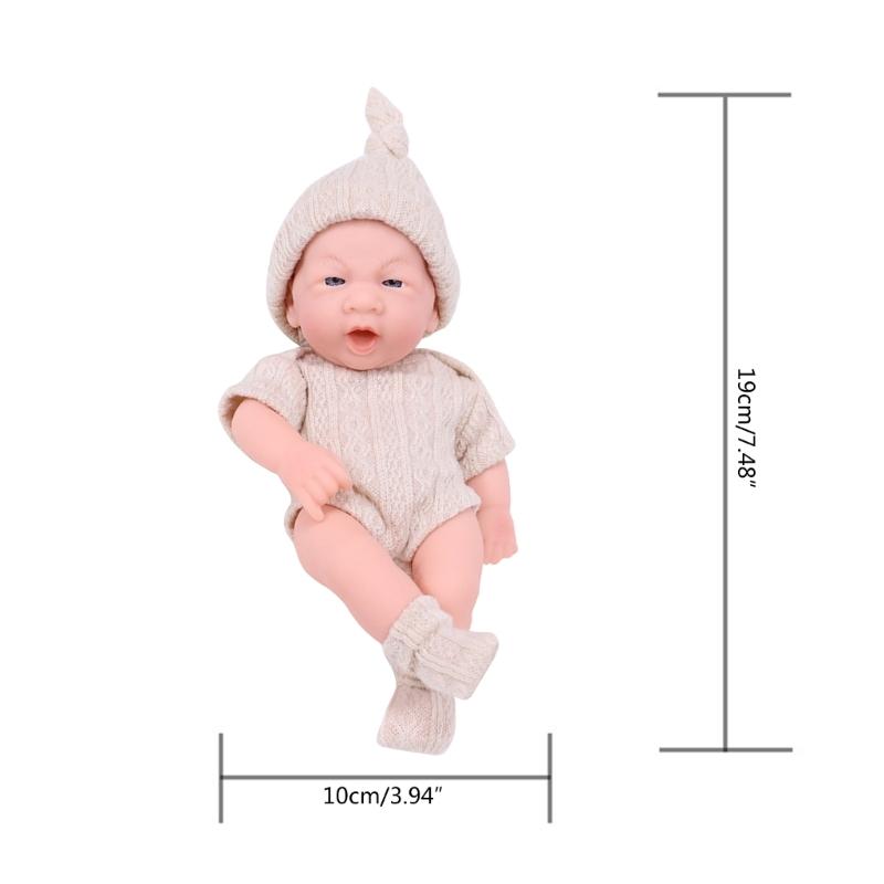 7.87 Inches Reborns Popular Pouting Cute Girl Doll with Knit Sweater Hat Soft Cuddle Doll for Toddler Birthday Gift