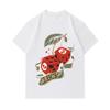 Men's 100% Cotton Crew Neck Short Sleeve T-Shirt, Creative Skull Dice Cherry Luck Print Casual Comfortable Tee for Daily Summer Wear
