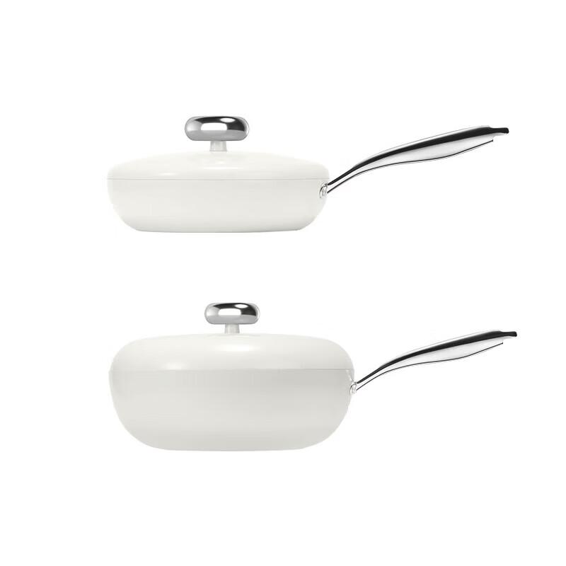 

Velosan White Magnolia Non-Stick Wok and Frying Pan Set