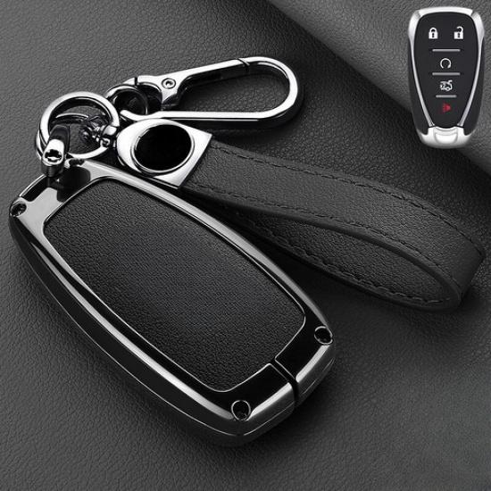 Leather Zinc Alloy Car Key Fob Case Cover For Chevy Malibu Camaro Cruze Equinox