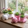 3D Printed Cat-Shaped Flower Pot Cute Animal Mini Potted Plant Jewelry Tray  Indoor/Outdoor Use