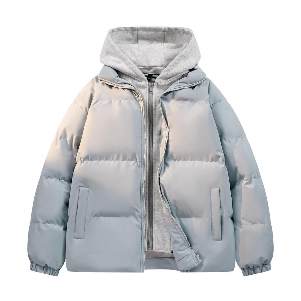 Unisex College-Style Winter Jacket: Trendy Thickened 2025 Faux Two-Piece Cotton Coat