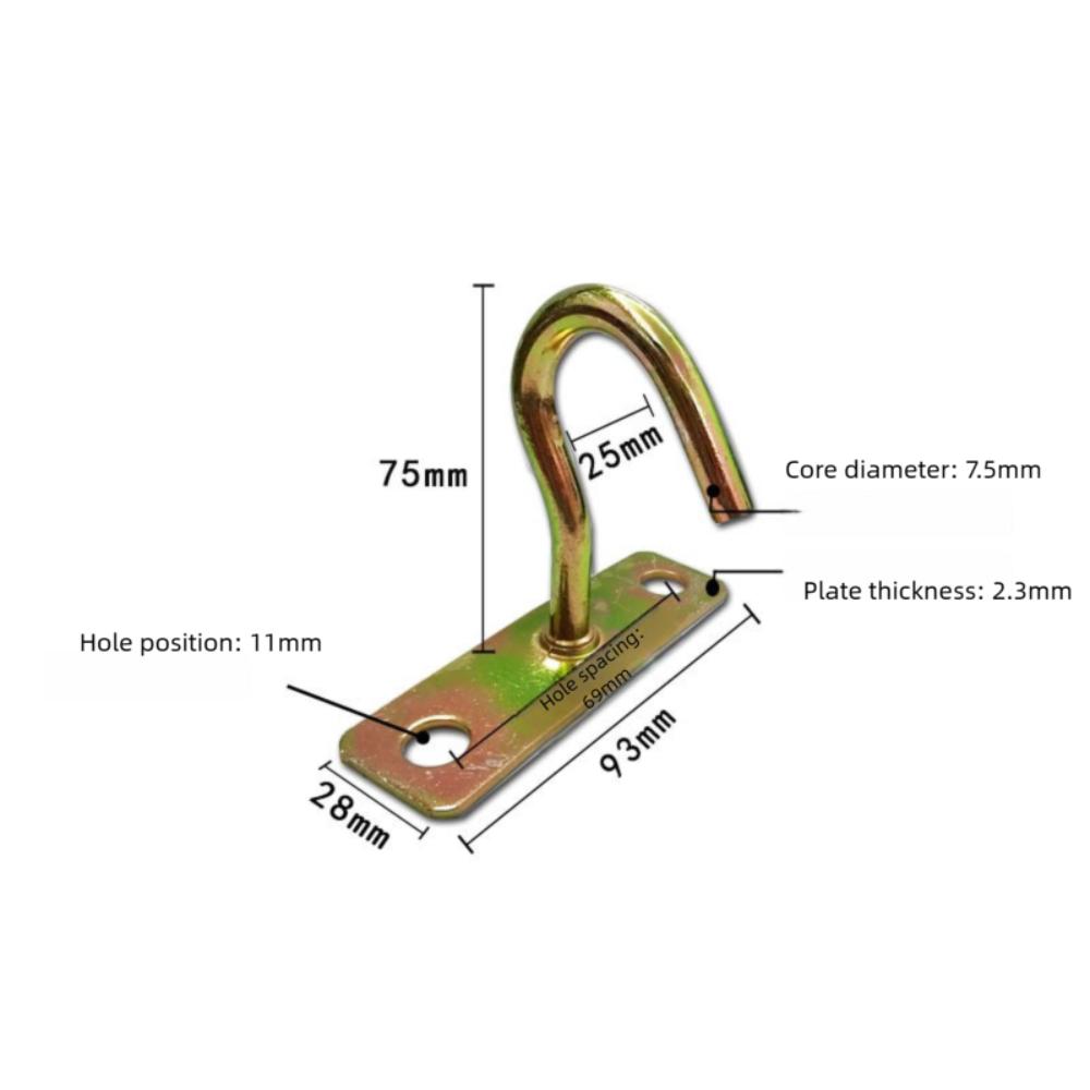 Durable Pad Eye Wall Hook Iron U/J-Shaped Ceiling Mount Hanger Fixed Plate Deck Door Buckle for Fan Lamp