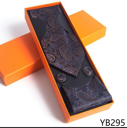 Herrenkrawatte mit quadratischer Manschette, Geschenkbox-Set, Business-Casual-Krawatte, Orange, Geschenkbox