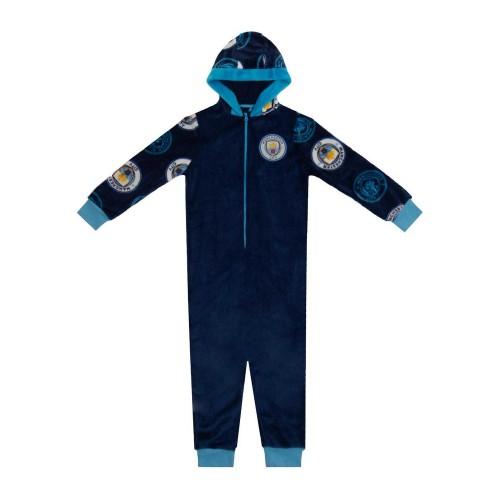 Manchester City FC Childrens/Kids Crest Fleece All-In-One Nightwear