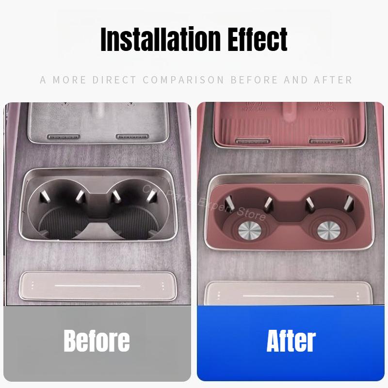 For NIO ES8 2026 Center Console Front Cup Holder Mat Silicone Rear Row Cup Sleeve Electric Vehicle Interior Modified Accessories