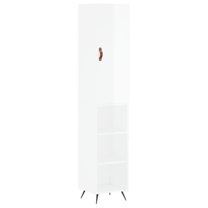 VidaXL Buffet haut Blanc brillant 34,5x34x180 cm Bois d'ingénierie 3198955