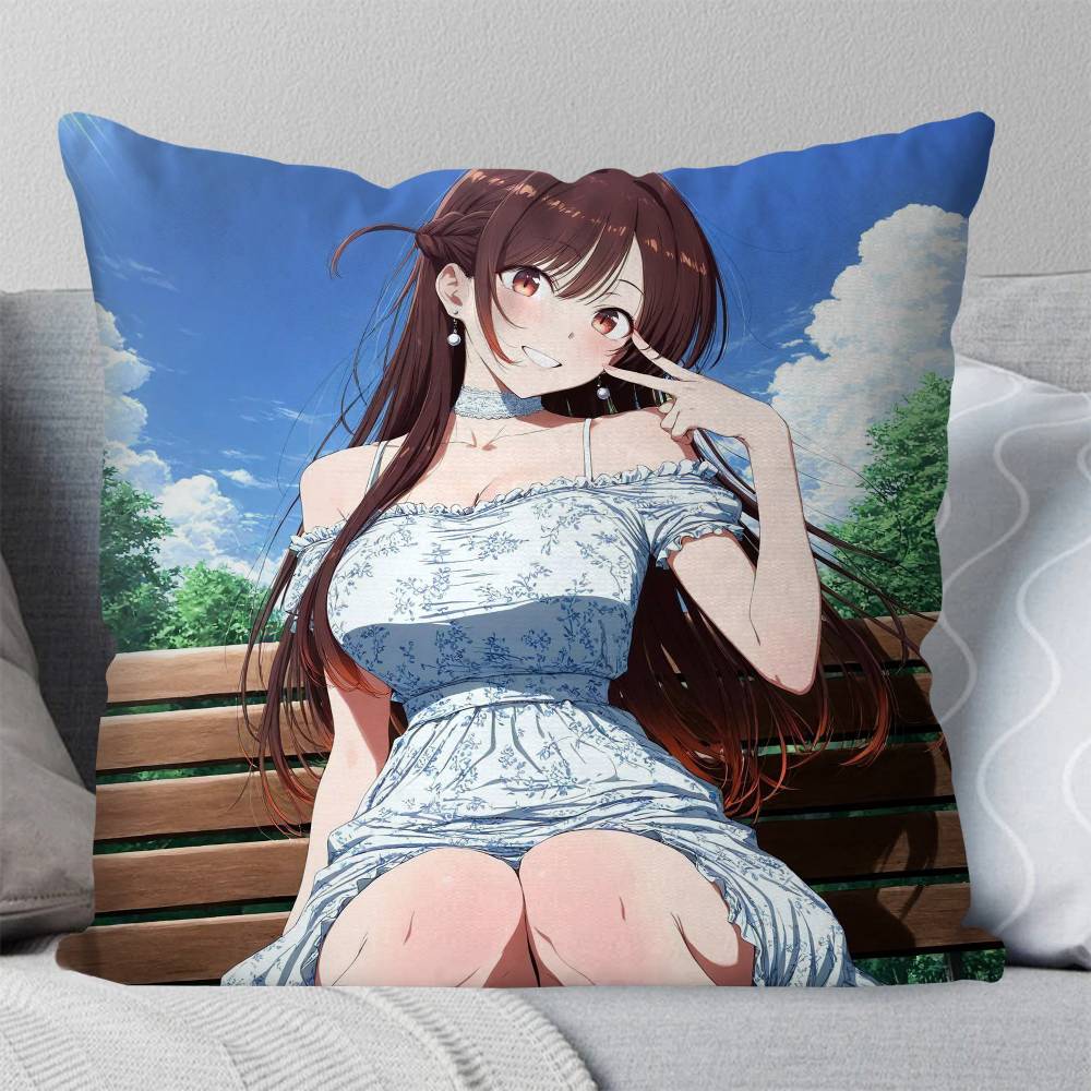 Mizuhara Chizuru Anime RentAGirlfriend Pillow Case Fashion Square Pillowcase Bedroom Sofa Room Ins Decoration Leisure
