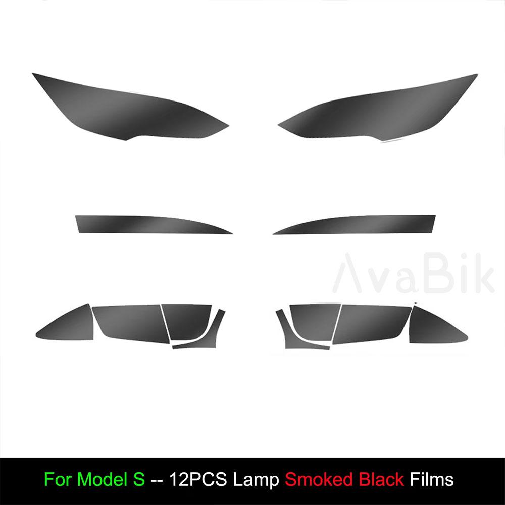 TPU Blackened Headlight Taillight Foglight Protective Film for Tesla Model X  For Model S 2024 Black Color Changing Films