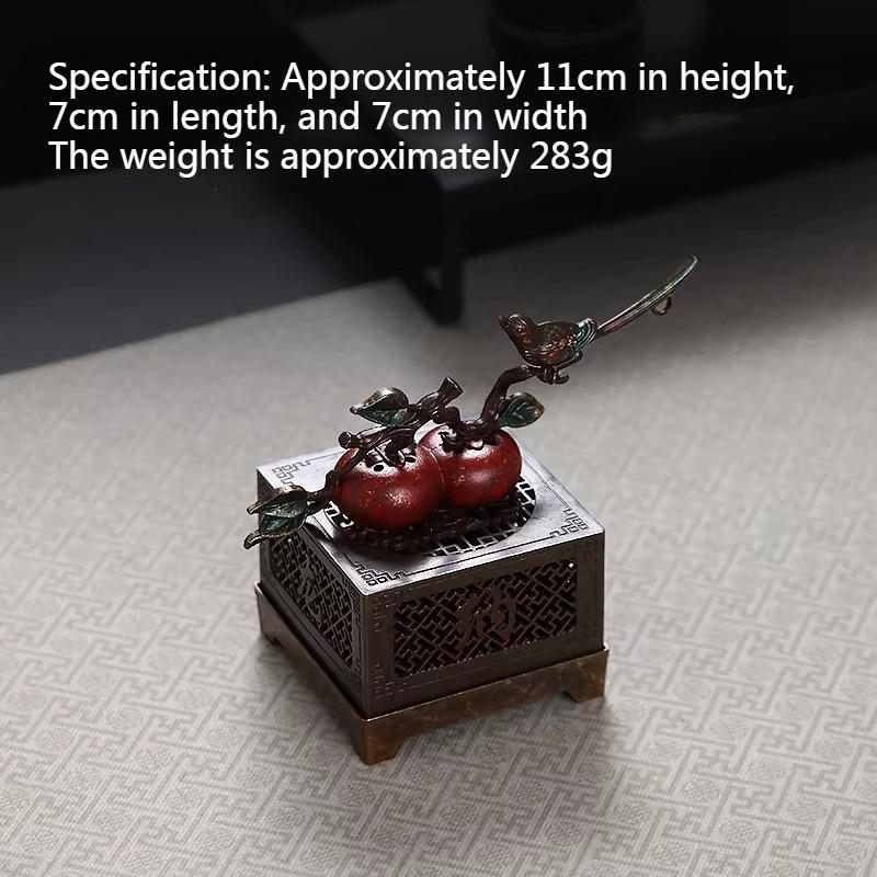 

Copper Alloy Incense Box Incense Burner/Double Persimmon Magpie Household Tearoom Living Room Decoration/Religious Articles