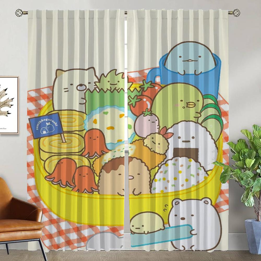 Sumikko Gurashi Blackout Curtain for Room 2 Panel Shades Home Interior Curtains Partition Halloween Decoration Tulle for Bedroom