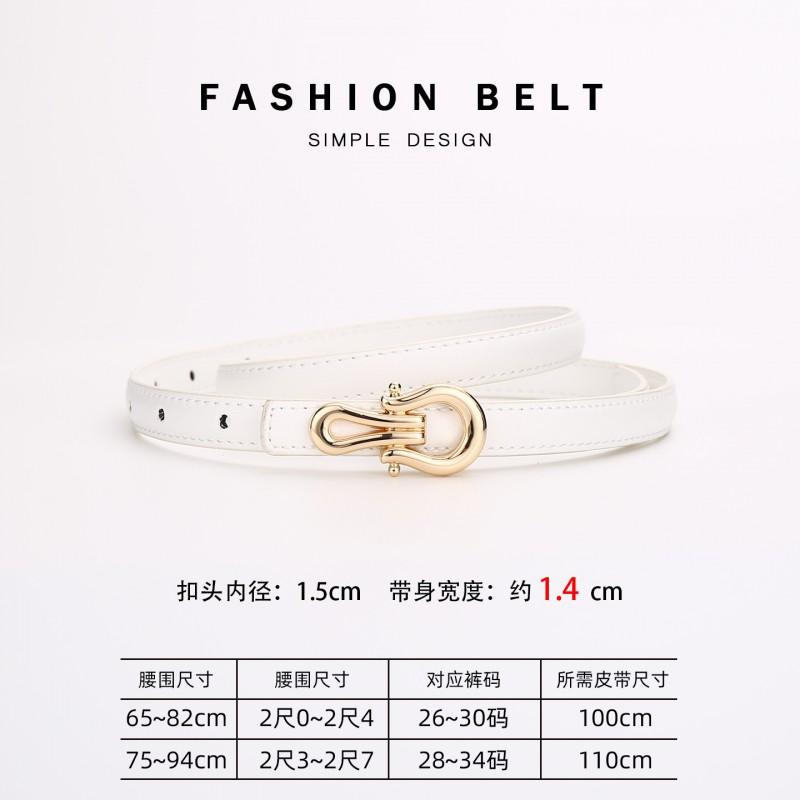 Womens Genuine Leather Thin Belt With Zinc Alloy Buckle Fashion Minimalist Waistband Dresses Pants Casual Office Wear