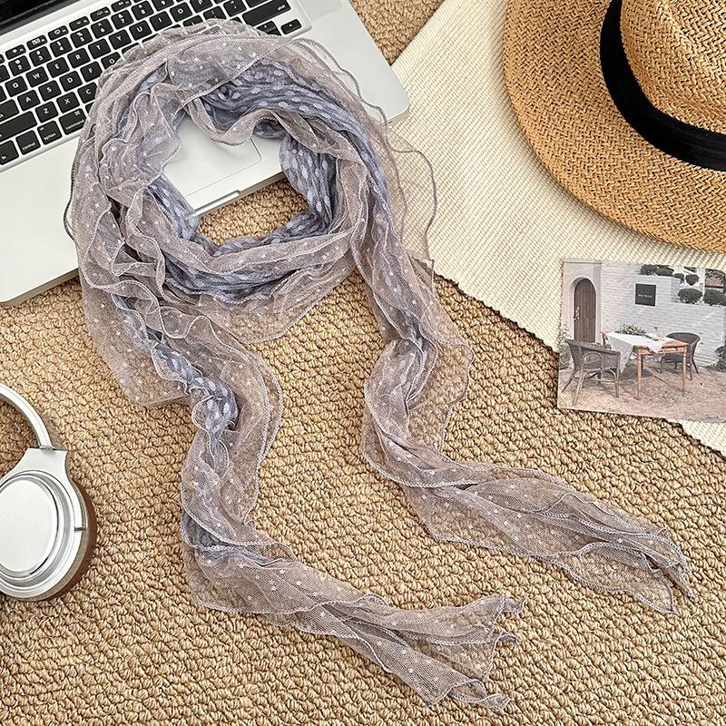 

Шелковый шарф новый универсальный шарф для защиты шеи шарф из нерегулярного кружева шарф шаль треугольный шарф пояс серо голубой