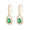 Luxurious Female Green/blue Zircon Earrings Vintage Bridal Wedding Earrings Classic Gold Color Small Drop Earrings for Women