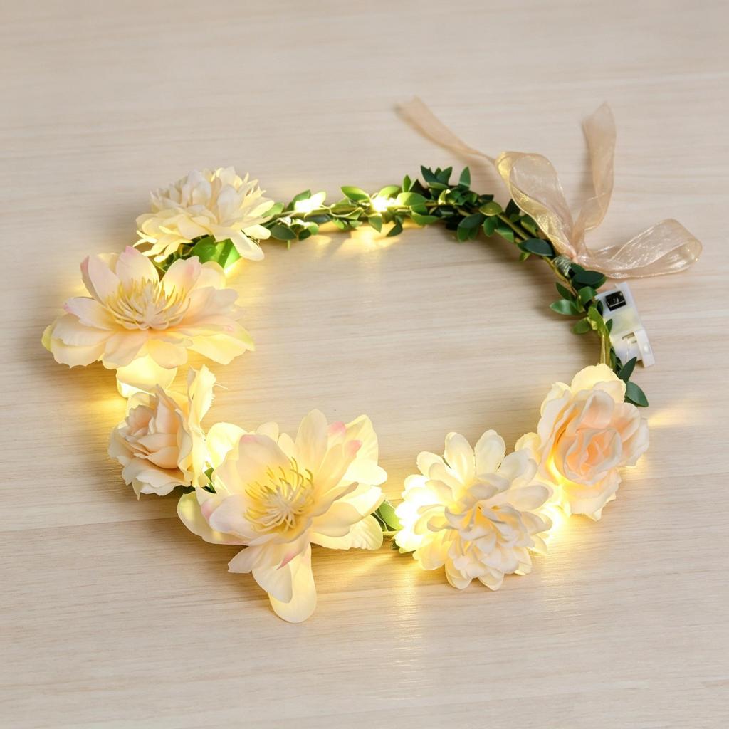 Mori Style Glowing Flower Crown: Fairy Headband for Children & Adults - Perfect for Festivals & Night Markets