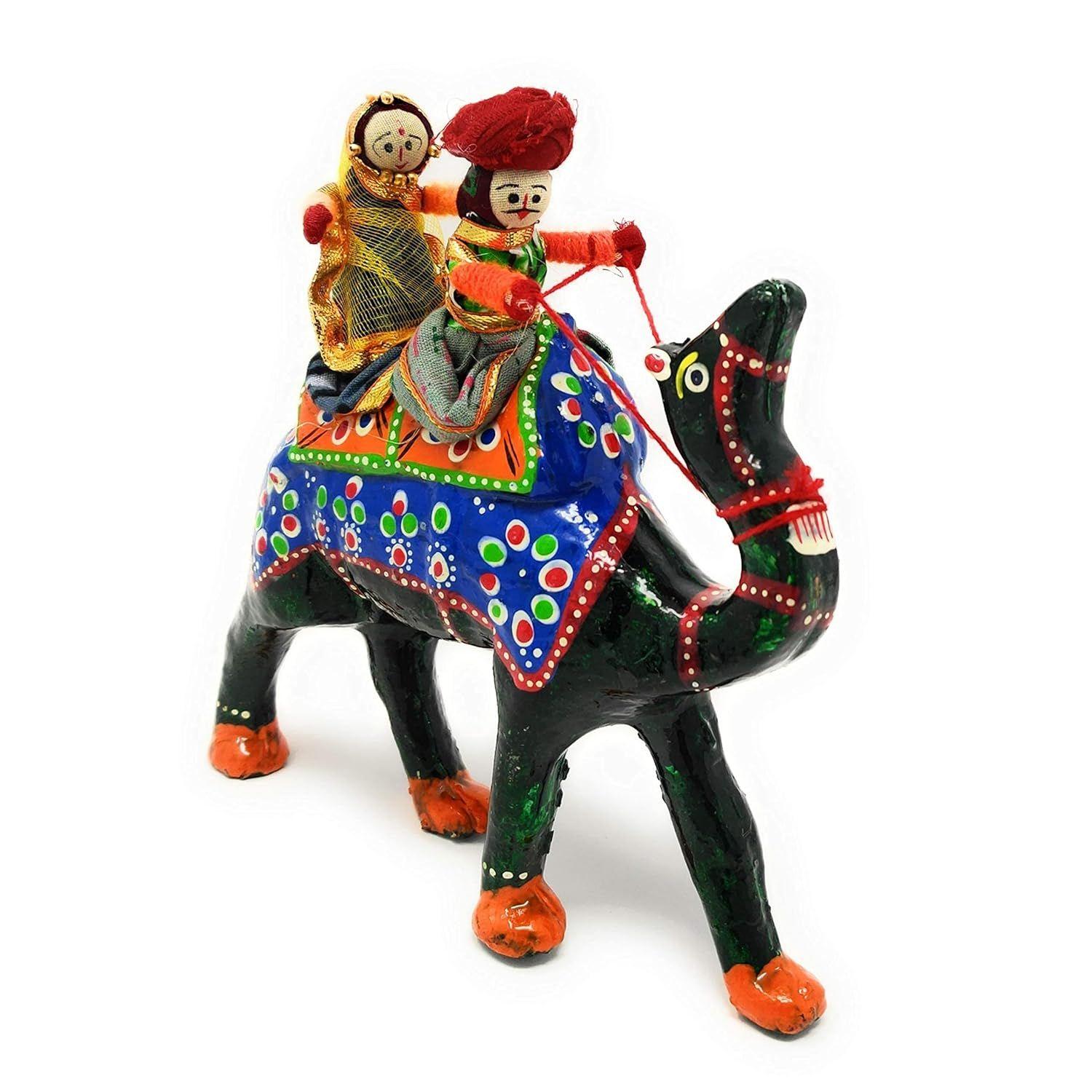 

Статуэтки ручной работы из переработанного материала Кукла Раджастхани Пара Всадников Идол Экспонат, Многоцветный (18*16*5 см) (Верблюд)