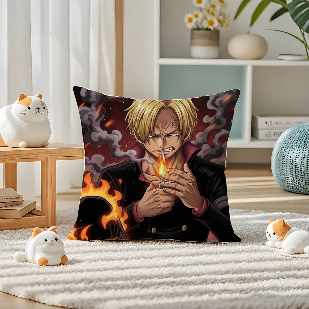 One Piece Red Hair Shanks Anime Plush Pillow Cover Soft Short Plush Cushion Cover For Sofa Bedroom Home Decor Gift Decoration