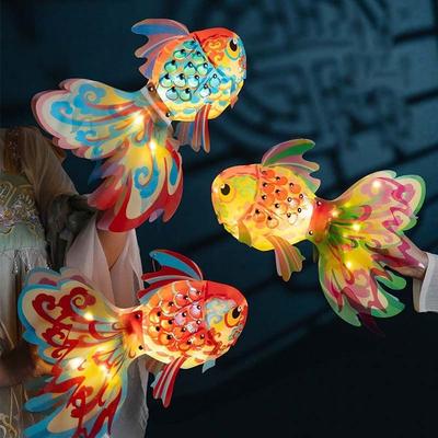 Chinese Fish Lantern Handmade Goldfish Lantern DIY Glowing Colorful Paper Lamp Kit Portable Educational Mid Autumn Craft Autumn