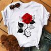 Women's T-shirt Fashion Creative Flower Printed T-shirt Casual T-shirt Short Sleeve Women's T-shirt