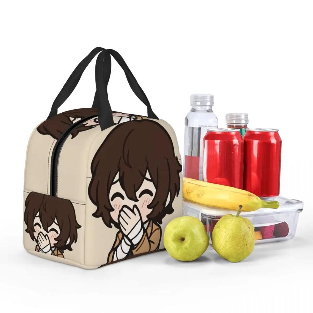 Osamu Dazai Bungo Stray Dogs Anime Insulated Lunch Bag for Women Kids Portable Food Boxes Thermal Lunch Box Tote
