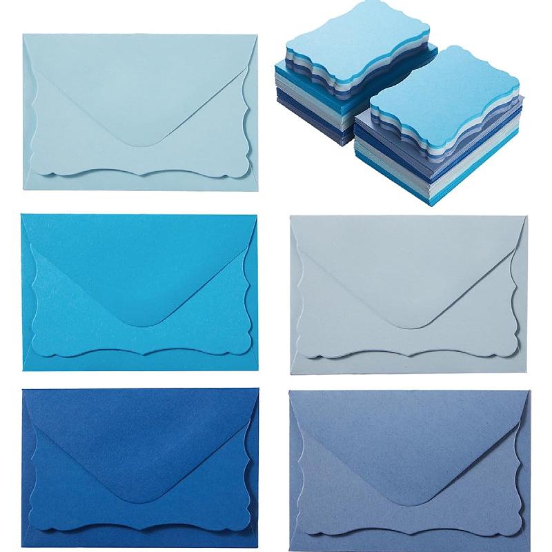 Mini Colorful Envelope and Wave Card Set: Pink, Blue, Green Cards