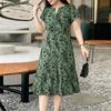 Women Casual Round Neck Loose Short Sleeve Print Dress