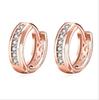 Chenrui Rose Gold Hollow Copper Earrings with White Diamond Inlay, Simple Pastoral Style