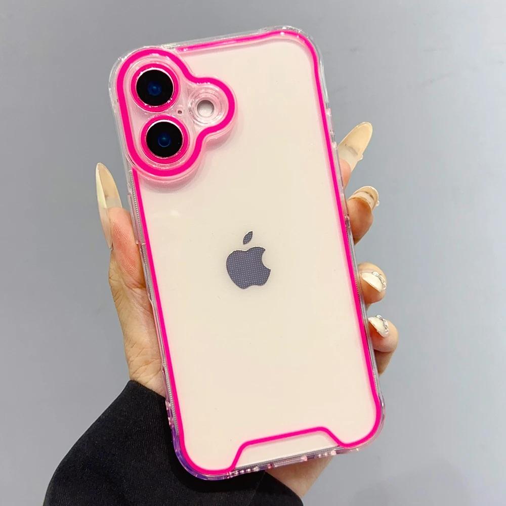 Luminous Neon Fluorescent Clear Phone Case For For Iphone 16 Pro Max 1 14 13 12 11 Plus Camera Protection Soft Shockproof Cover
