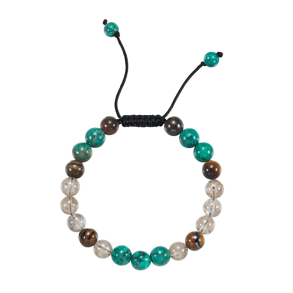 

EFFIE QUEEN Fashion High Quality Turquoise Quartz Tiger s Eye Bracelet Natural Stone for Women Men Adjustable Jewelry Gift GMB92