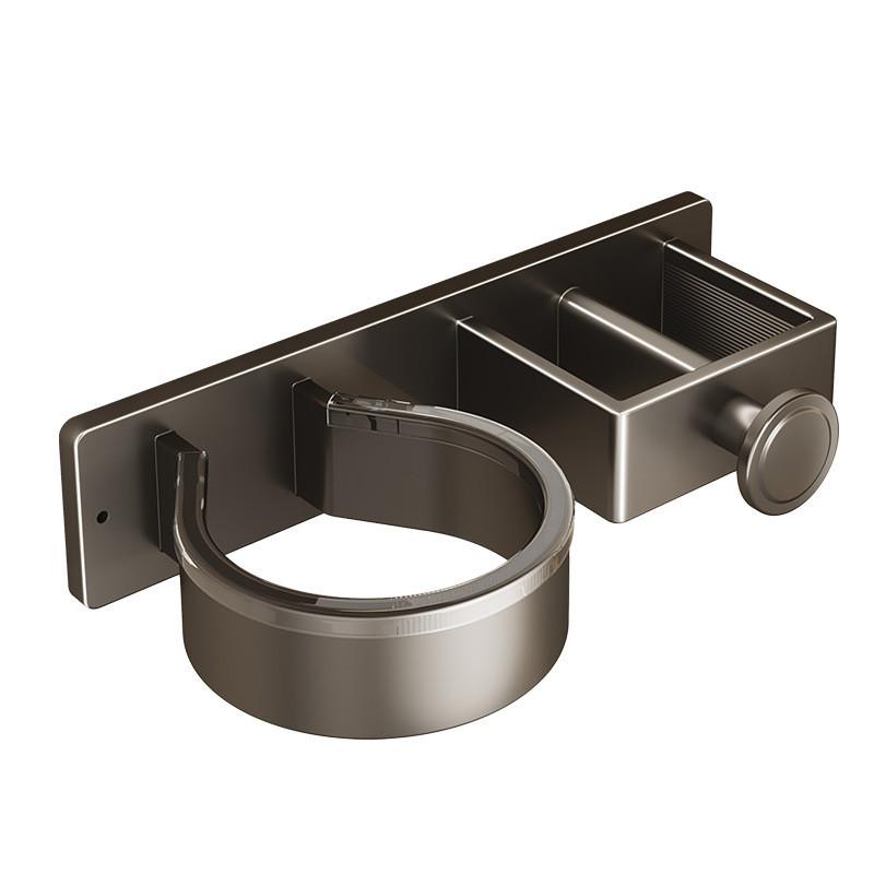 Aluminum Bathroom Wall Mount Hair Dryer Holder With Adhesive And Holes For Toilets And Showers