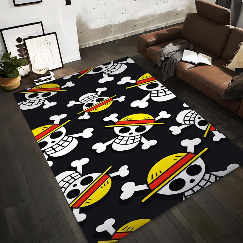 

Black Cartoon Pirate Skull Rug with Yellow Hat Pattern for Home Decor Suitable for use as an anti-slip for living room bedroom sofas 40x60cm( 15x23in )