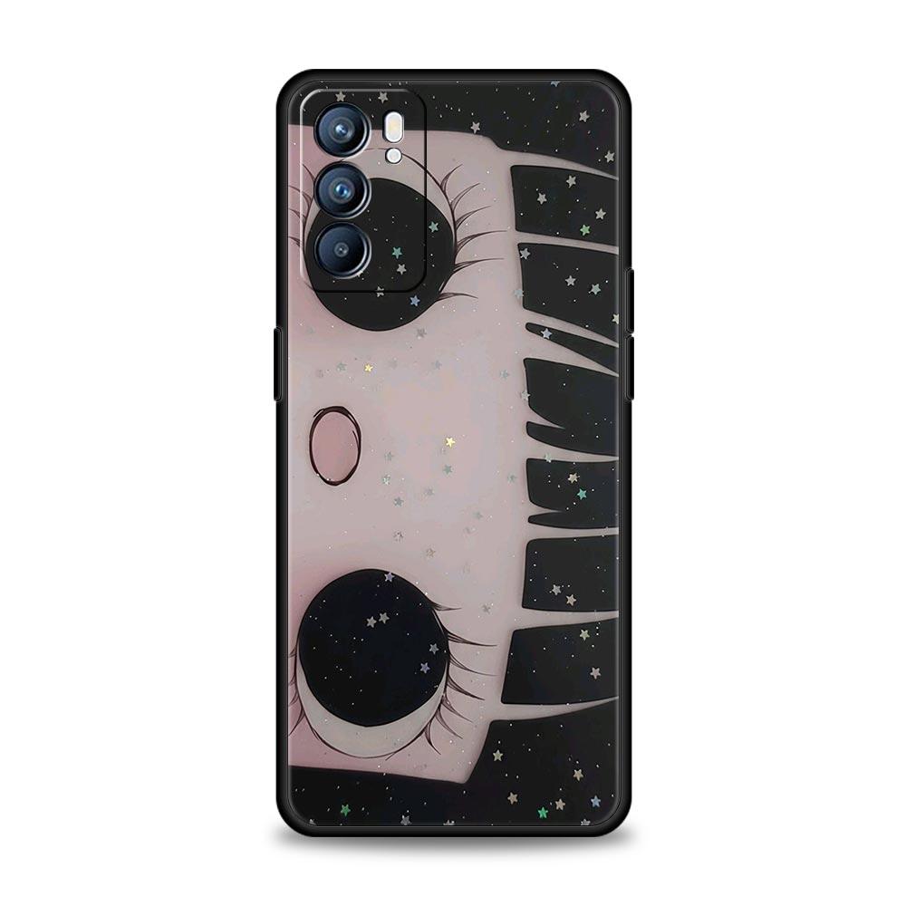 Phone Case Cover For Oppo A17 A31 A54 A57 A78 A79 Find X5 X6 Reno 7 8 10 11 12 13 F Pro 5G Soft TPU Shell Cute Black Big Eyes