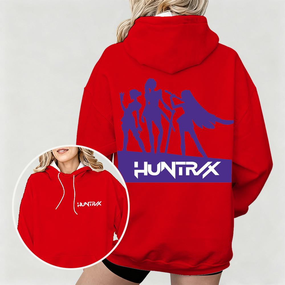 Women's KPop Demon Hunters Hoodie with HUNTRX Group Silhouette Prints Cozy for Autumn Winter Casual Outfits for Fan Collection