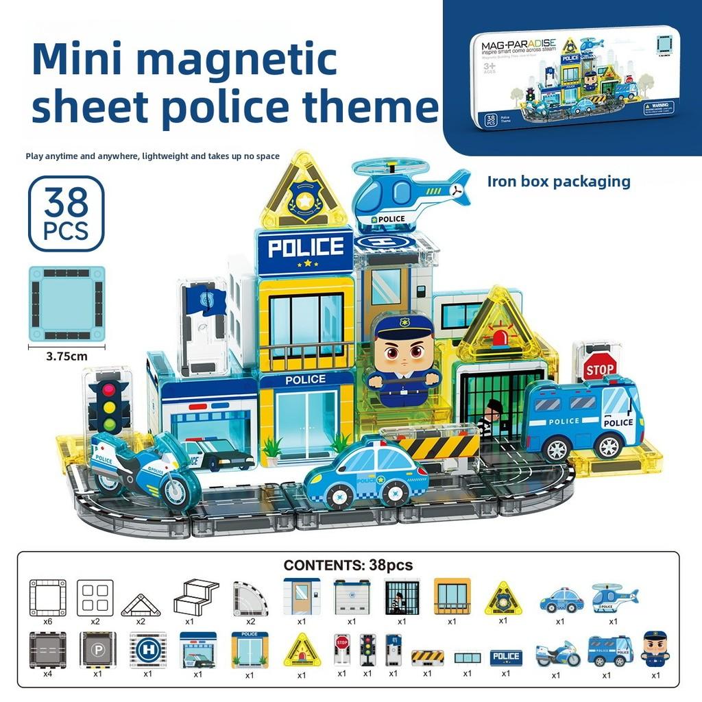 Fire Truck Magnetic Building Blocks Kids Educational Toy With Abs Material For Children