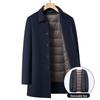 Men's Mid-Length Double-Faced Wool Coat with Detachable Down Liner - Autumn/Winter Style for Middle-Aged Dads