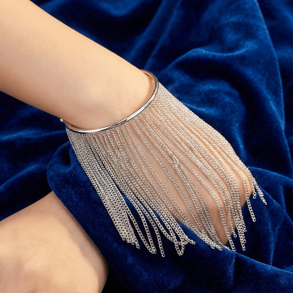 Zinc Zinc Alloy Fringe Arm Cuff Bangle Exquisite Open Upper Arm Chain Fashion Tassels Armband  Party