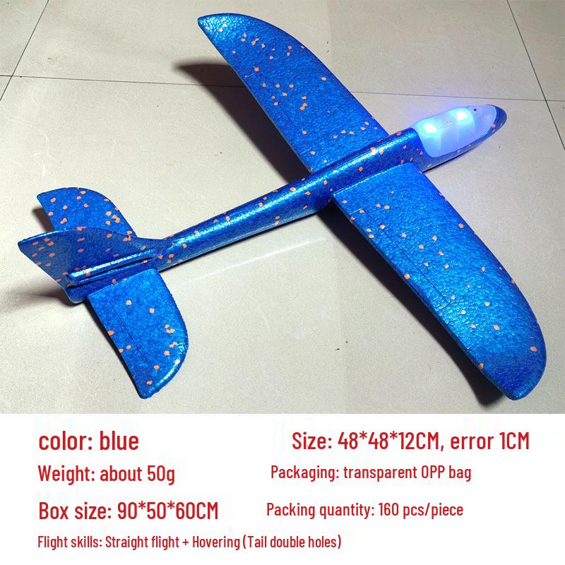 Children's 48CM Luminous Foam Glider Toy - Pure White Model for Outdoor Play