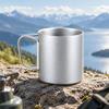 Double Wall Titanium Water Cup Foldable Handle Outdoor Coffeee Bottle Camping Mug  Backpacking