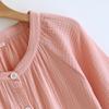 Summer Mid-long Style Women's Short Sleeved Pajamas Nightgowns Thincotton Cardigan and Round Neck Simple Solid Color Sleep Dress