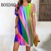 2025 Fashion Personality Pattern 3D Printed Round Neck Short-sleeved Dress