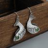 Charm Damen Luxus Fisch Tier Grüner Stein Tropfen Kupferfarbe Ohrringe Party Schmuck Geschenke