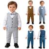 Ensemble de vêtements pour bébés garçons, chemise, gilet et pantalon en coton, costume de smoking pour homme, vêtements de fête de mariage et de baptême