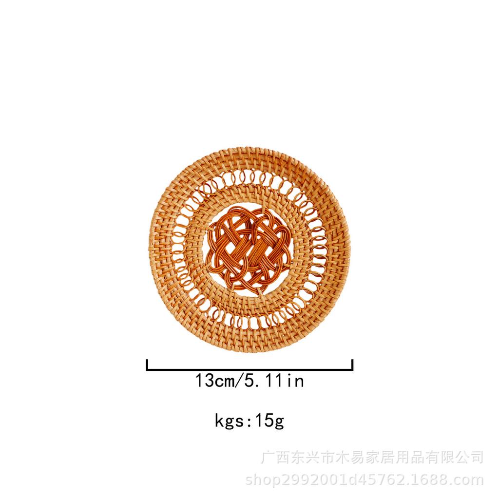 Autumn Rattan Woven Coaster Tea Set Accessories Thermal Insulation Mat Bowl Mat Dining Table Mat