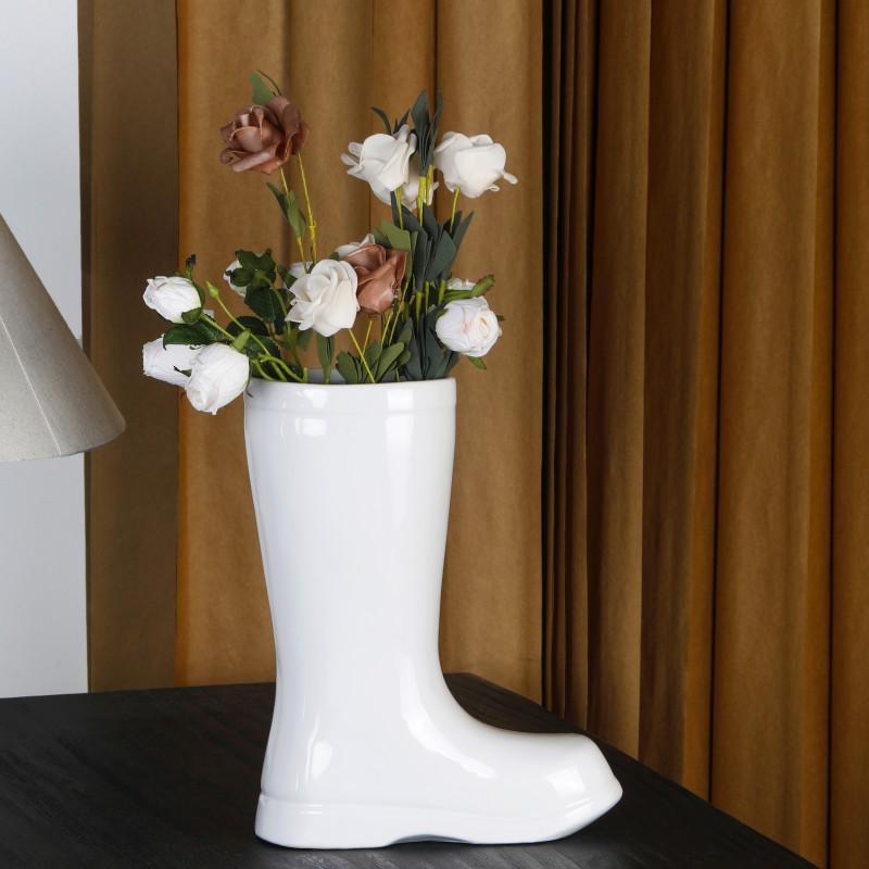 Creative Ceramic Vase Boots Shoe Flower Arrangement Hydroponics Accessories Flower Vase Porcelain Ornaments Home Decoration