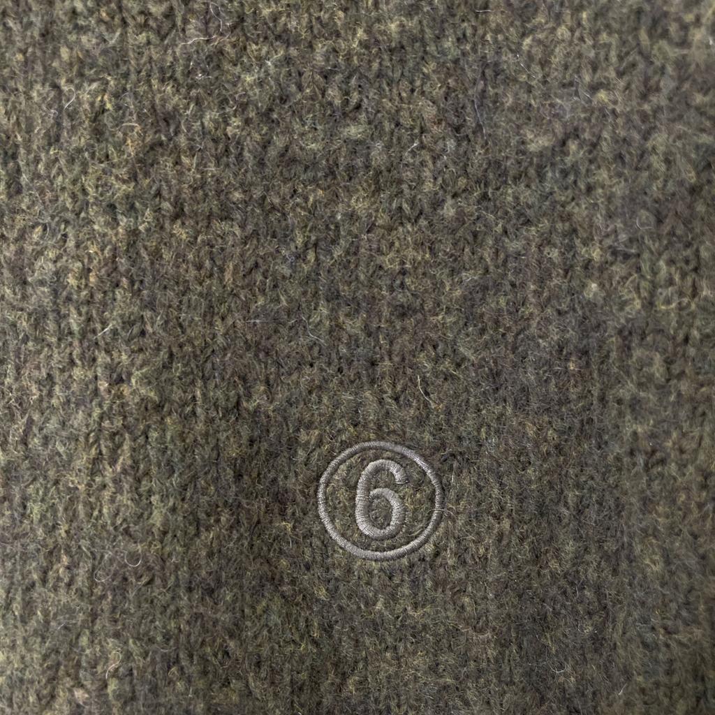 MM6 Mosqueline 21 years S52Gold Plated0091 S17770 Site Ribbon Hairy Knit tops S Moss greenUsed