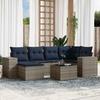 7 Piece Garden Sofa Set with Cushions Gray Poly Rattan