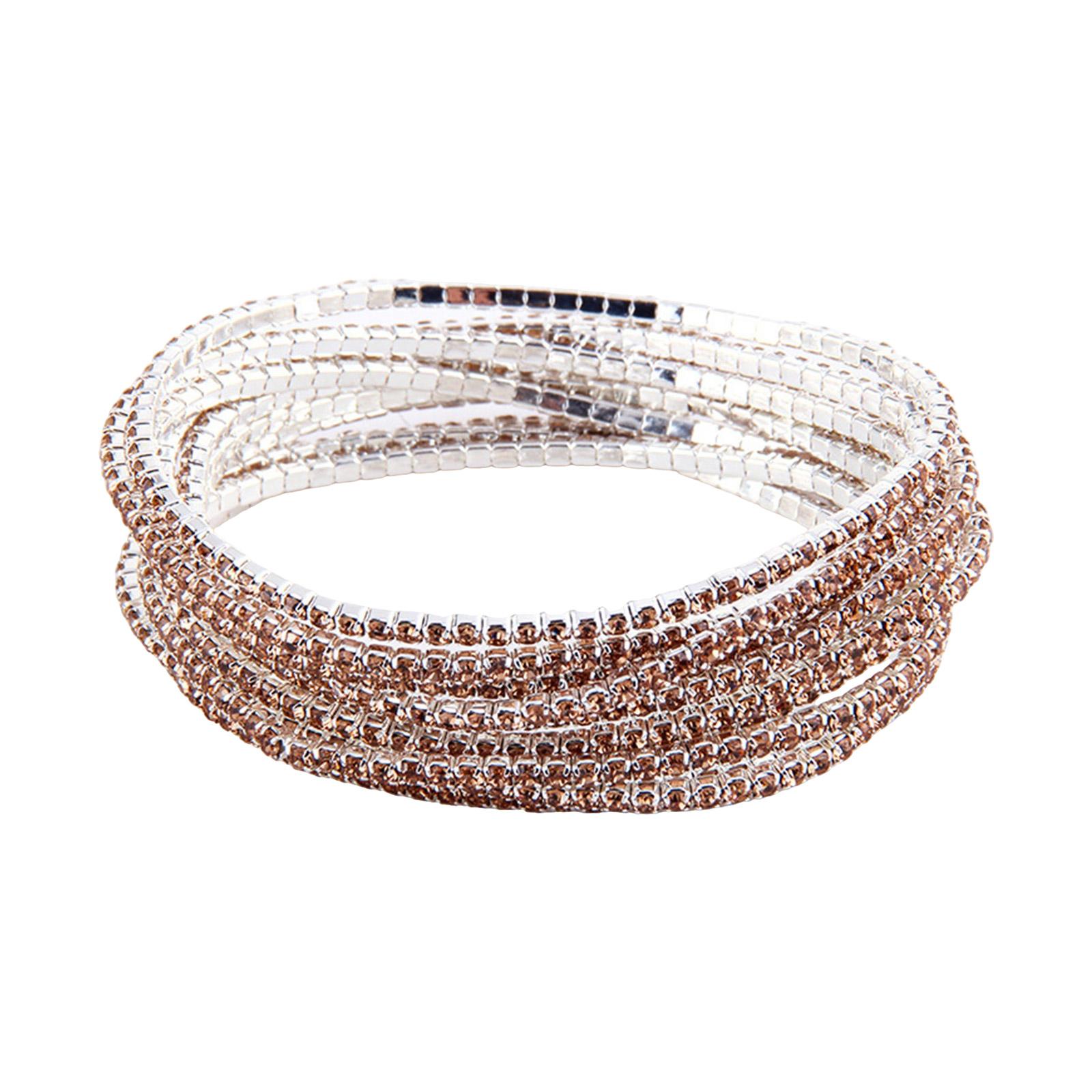 

Luxurious Multilayered Stone Bracelet Colorful Crystal Bead Wrist Chains Elastic Comfort Fit Rhinestones Handchain світло-рожевий колір