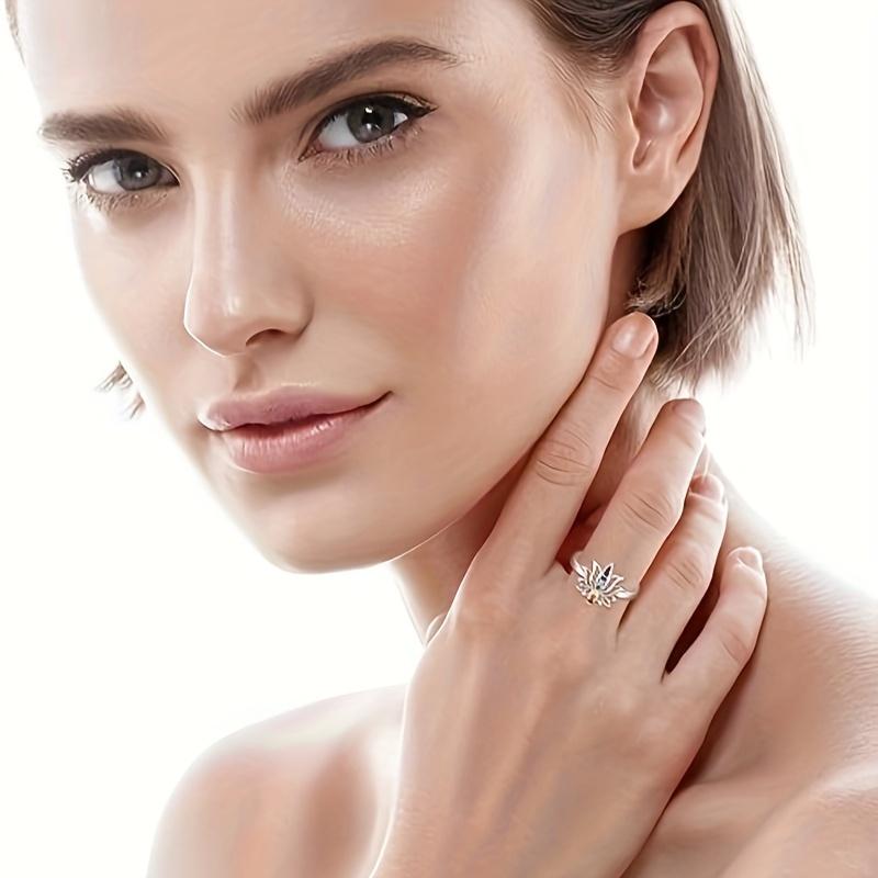 Prsteny z ryzího stříbra 925 s lotosovým květem v boho stylu pro jógu, barevné prsteny se 7 čakrami pro ženy, léčivé duhové krystaly, amulet, šperky, dárky